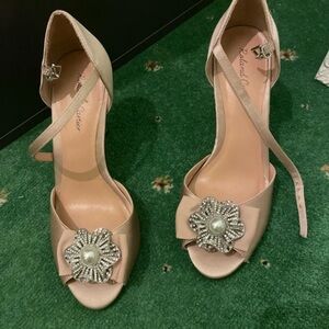 Roland Cartier Blush Heels with Jewel Detail